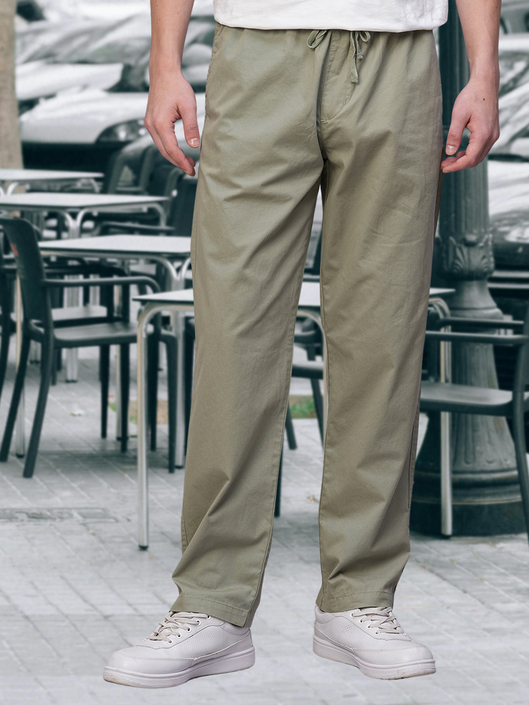 Cotton Pant for Men Solid - Basil Green