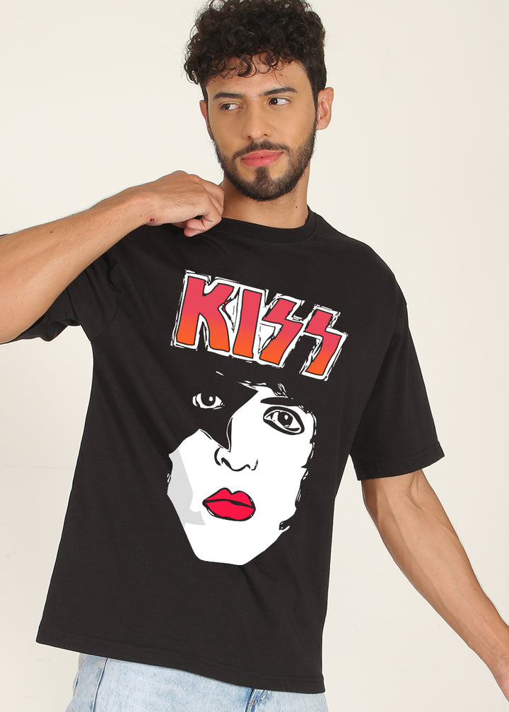 Kiss Band Men Oversized Printed T-Shirt