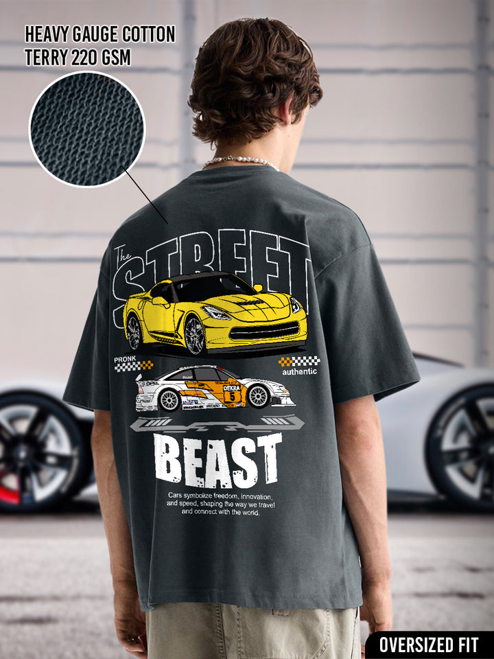 Street Beast Men Premium Oversized Terry T-shirt