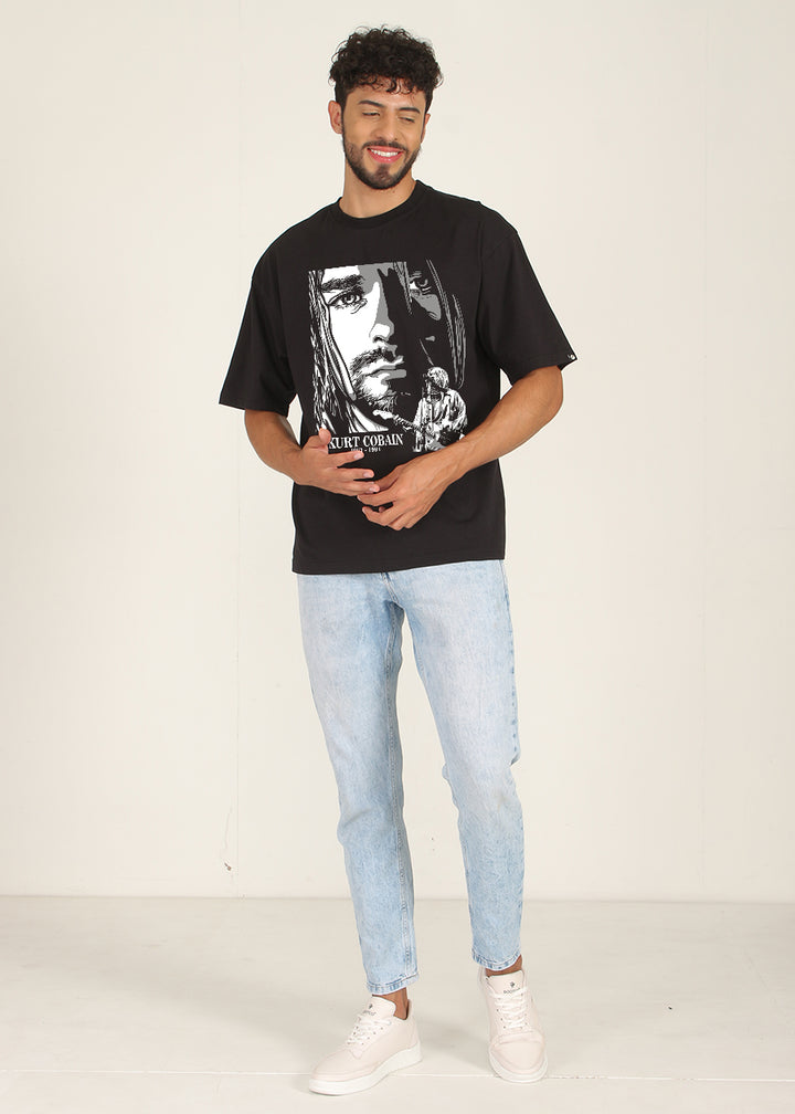 Music Star Cobain Men Oversized Printed T-Shirt