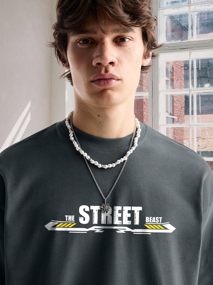 Street Beast Men Premium Oversized Terry T-shirt