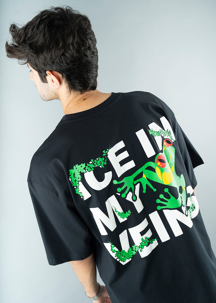 Ice In My Veins Men Oversized Puff Printed T-shirt