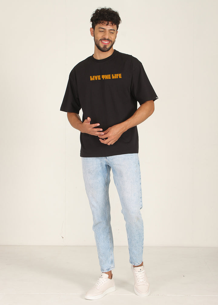 Live The Life Men Oversized Printed T-Shirt
