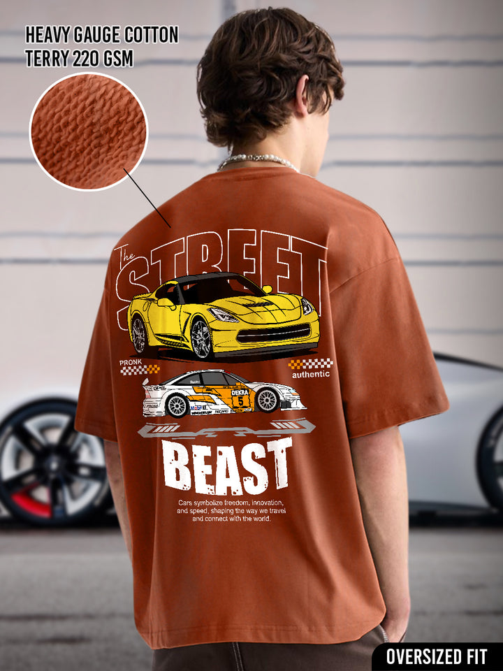 Street Beast Men Premium Oversized Terry T-shirt