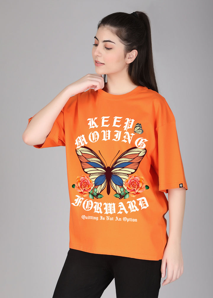 Keep Moving Women Oversized Printed T-Shirt