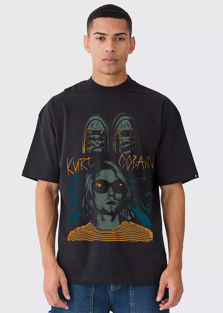 Kurt Cobain Men Oversized Printed T-Shirt
