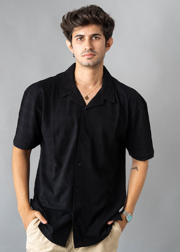 Mens Half Sleeve Resort Shirt - Black