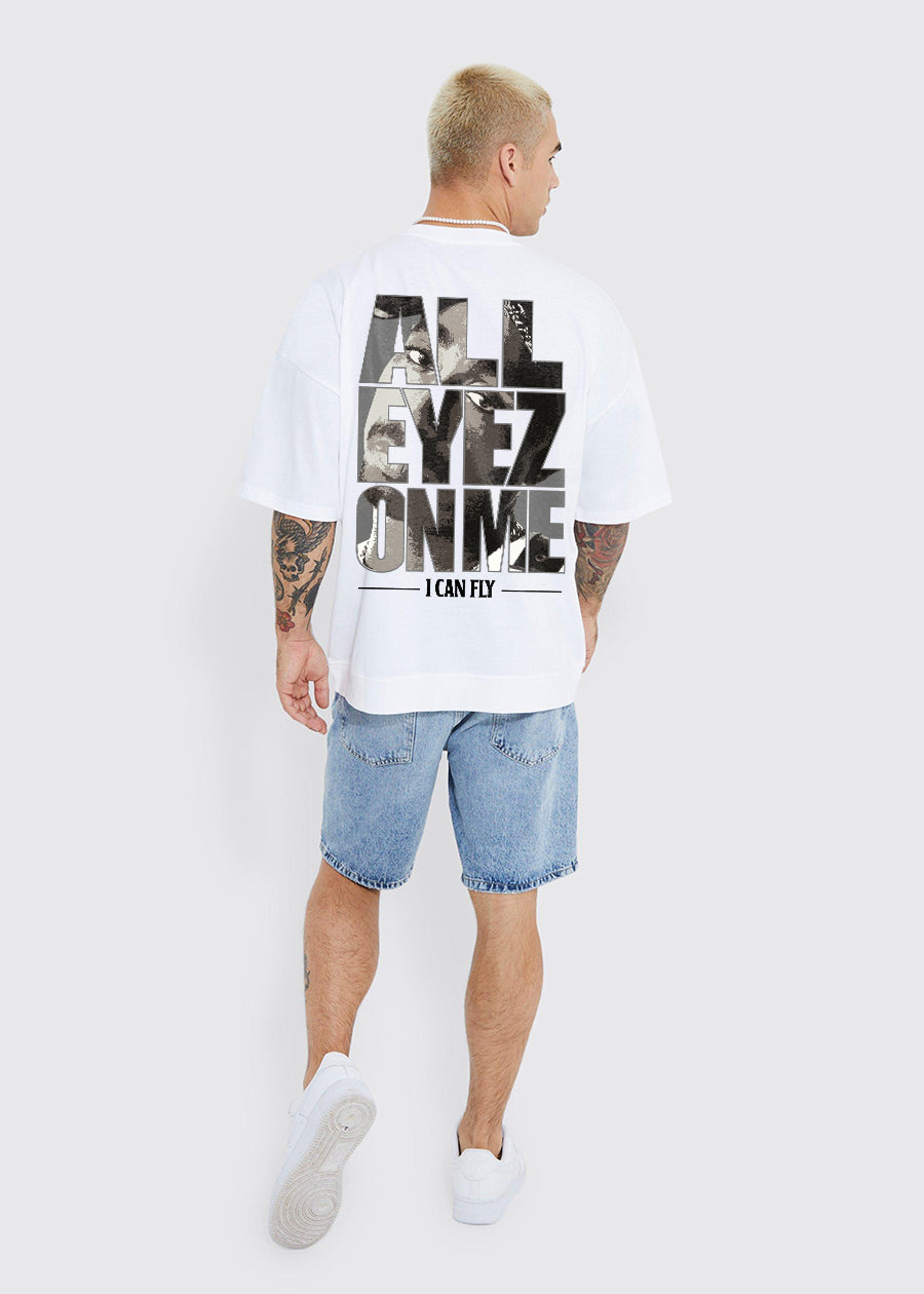 All Eyez On Me Men Oversized Printed T-Shirt