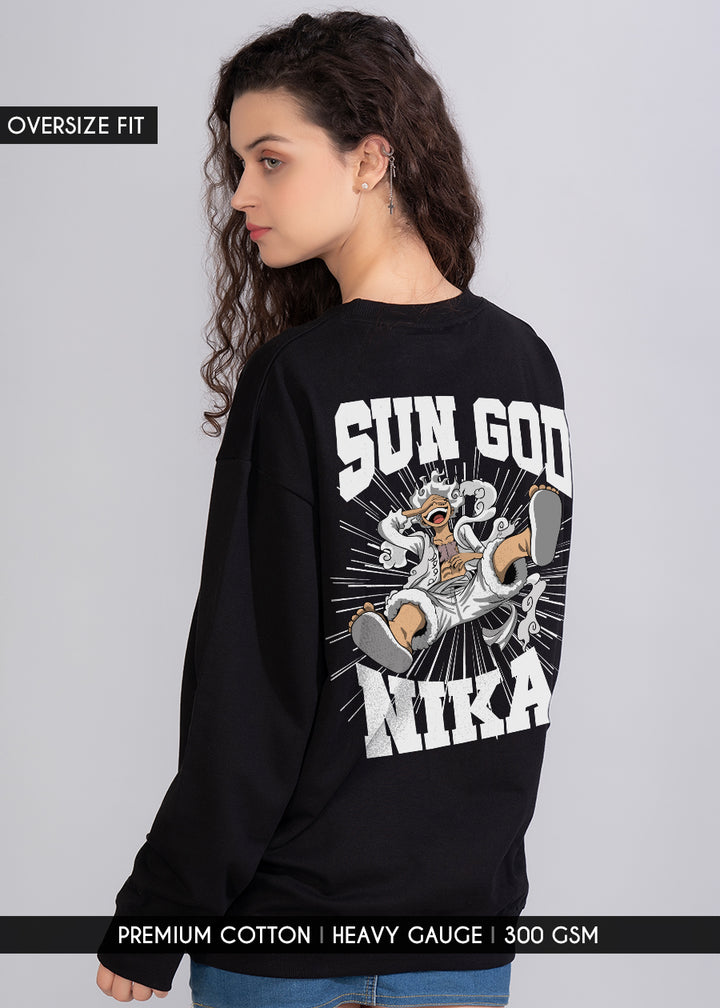 Sun God Printed Oversized Sweatshirt Womens