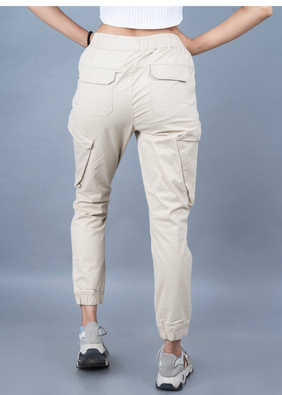 Women Regular Fit Cargo Jogger - Beige