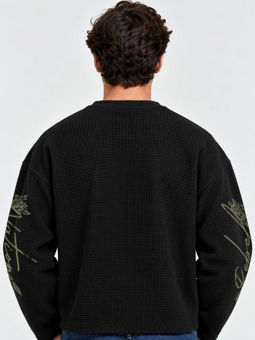 Valvet Bones Full Sleeve Boxy Waffle T-Shirt