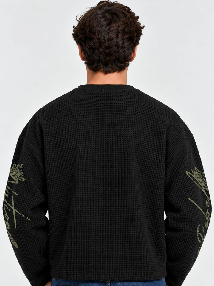 Valvet Bones Full Sleeve Boxy Waffle T-Shirt
