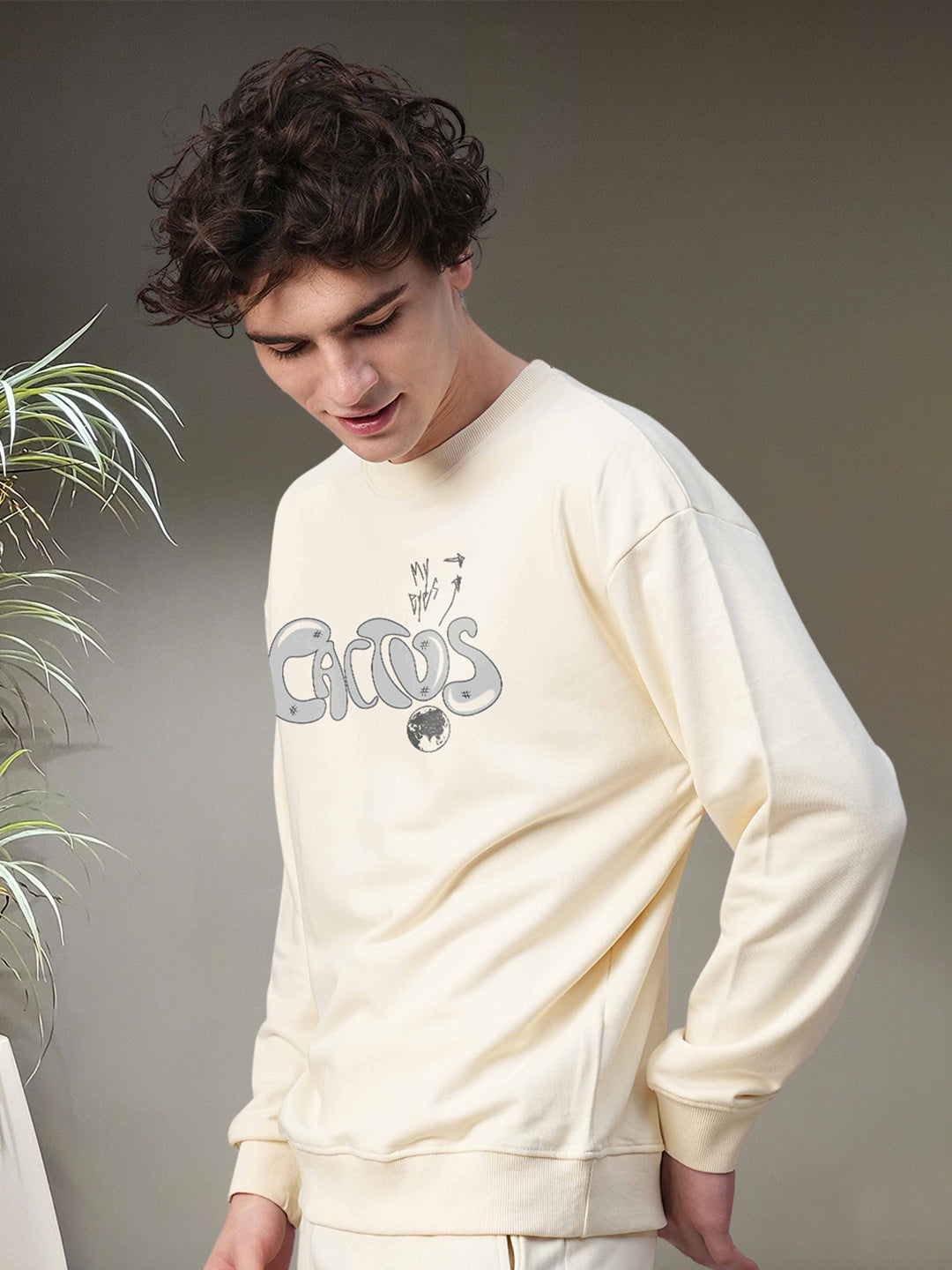 Cactus Men Drop Shoulder Premium Terry Sweatshirt