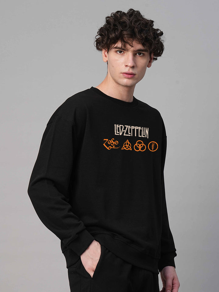 Led Zeppelin Men Drop Shoulder Premium Terry Sweatshirt