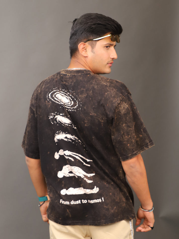 Evolve Men Retro Wash Printed Oversized T-Shirt