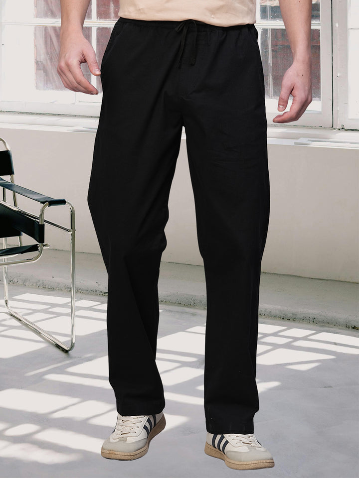 Cotton Pant for Men Solid - Black