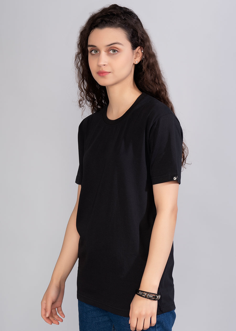 Solid Women Boyfriend T-Shirt - Black