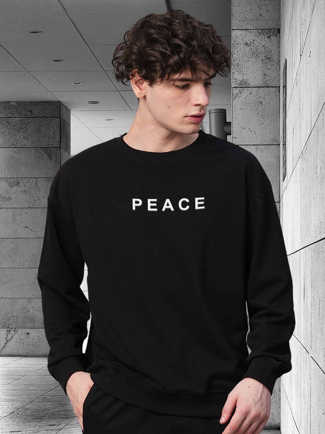 Peace Drop Shoulder Premium Terry Sweatshirt