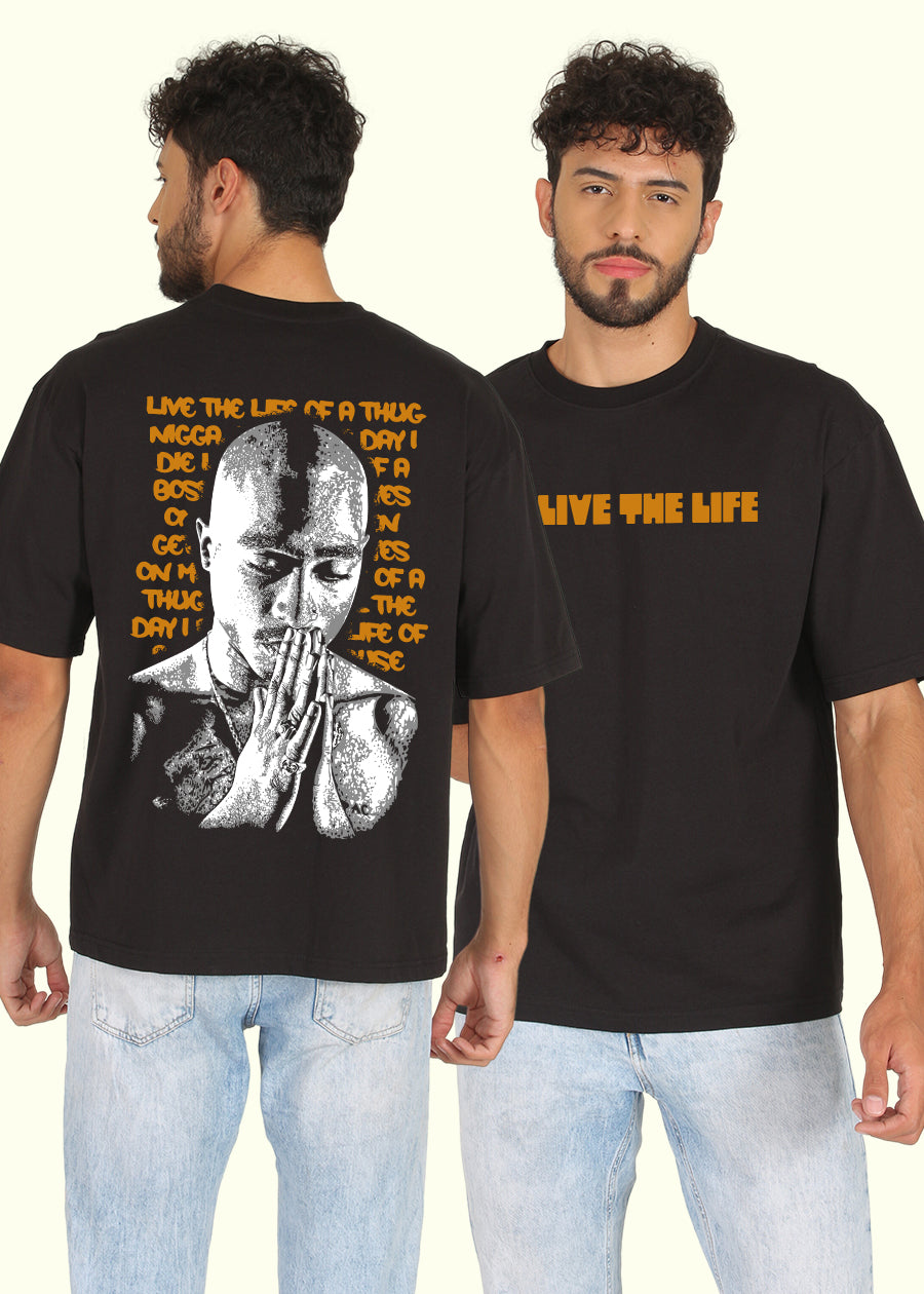 Live The Life Men Oversized Printed T-Shirt