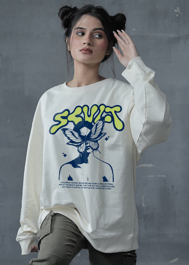 Skult Printed Oversized Fit Sweatshirt For Womens