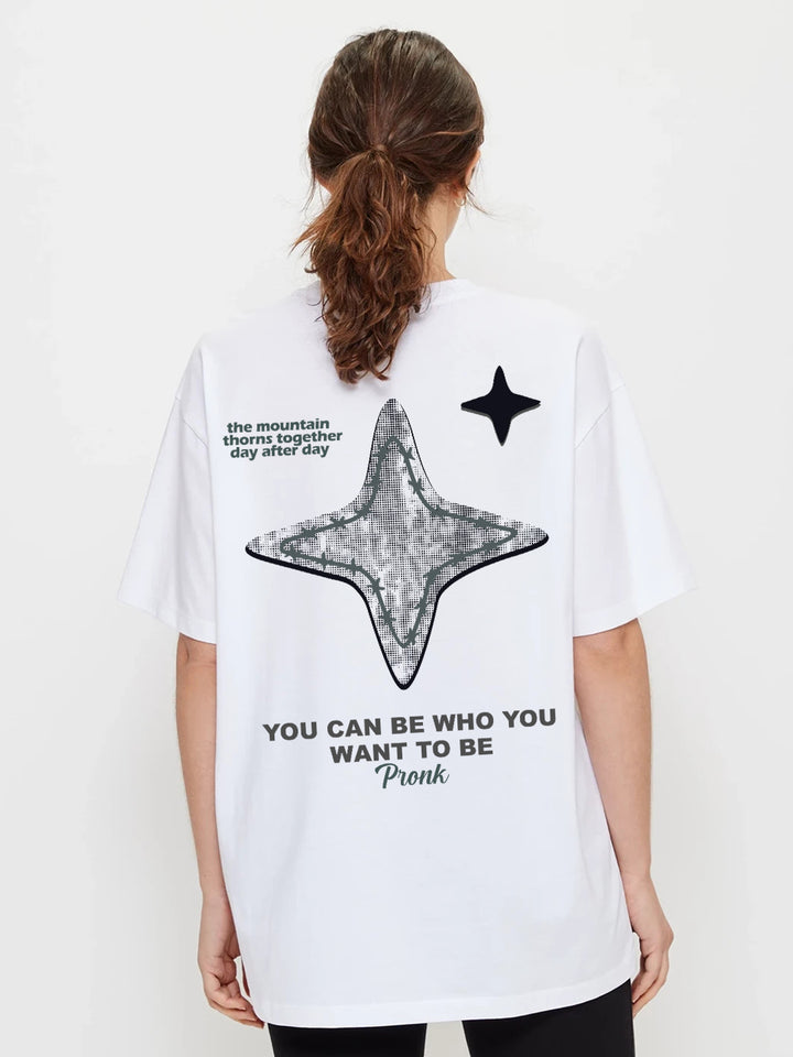 Mountain Star Women Oversized Printed T-Shirt