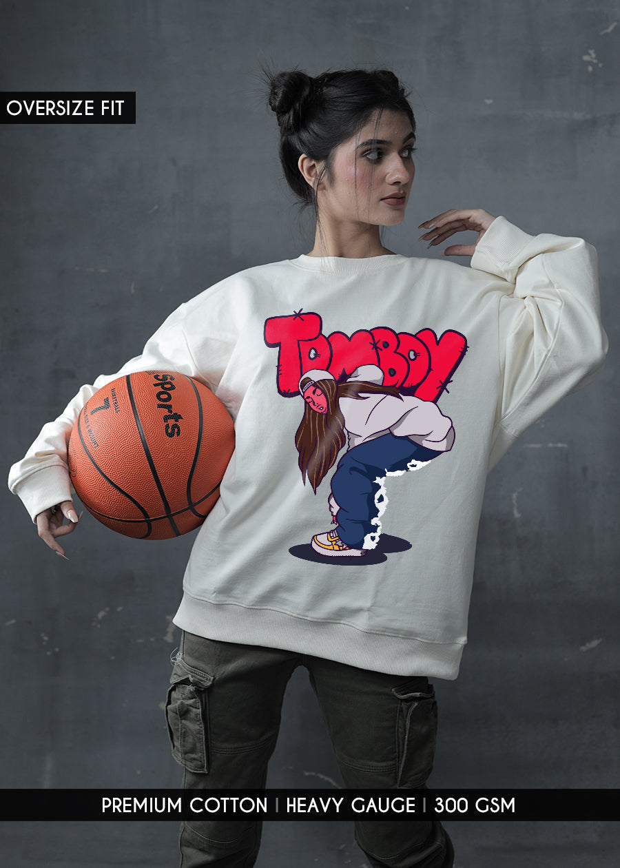 Tomboy Printed Oversized Fit Sweatshirt For Womens