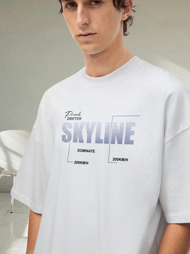 Skyline Men Graphic Printed Oversized  T-Shirt