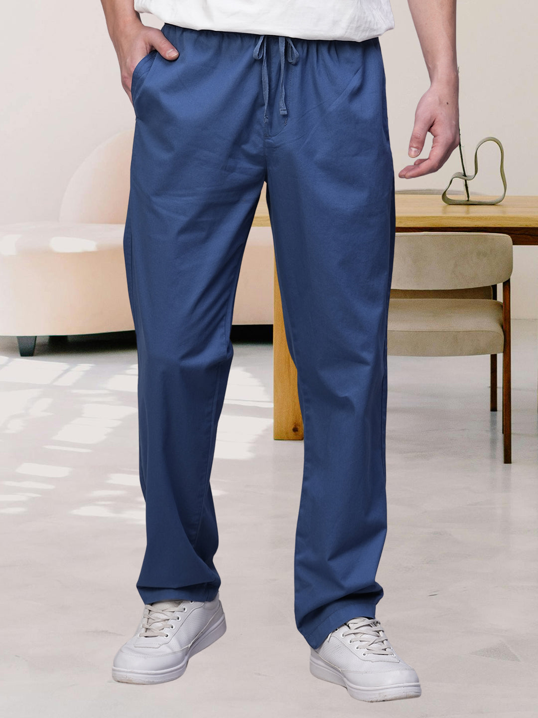 Cotton Pant for Men Solid - Blue