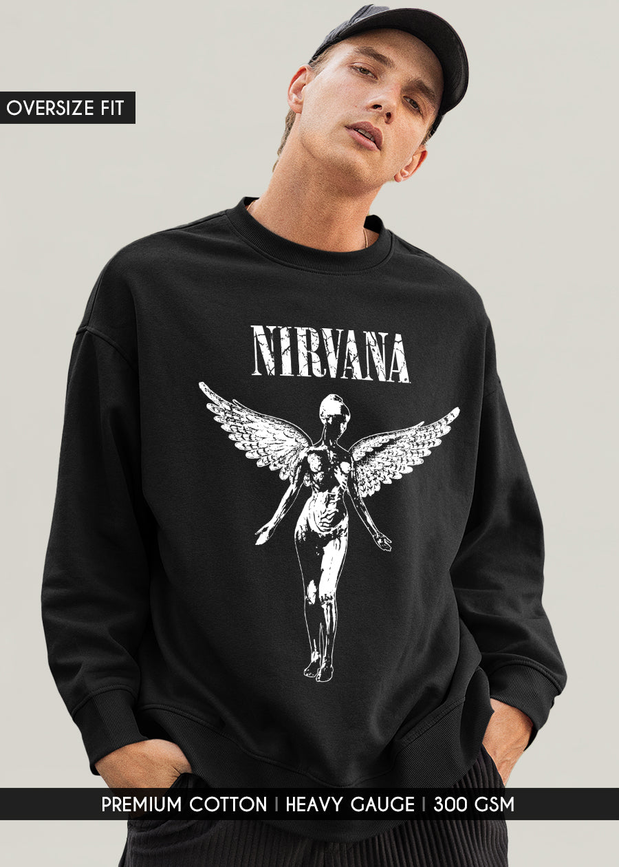 Utero Nirvana Men Drop Shoulder Premium Terry Sweatshirt