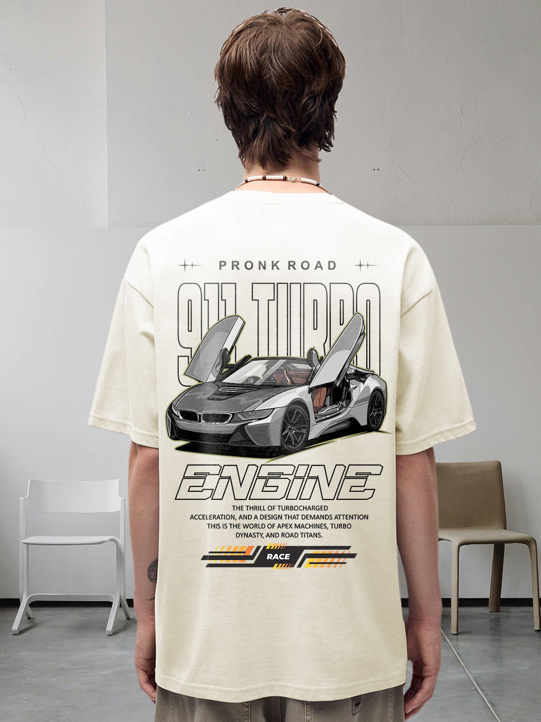 Road 911 Turbo Men Oversized Terry T-Shirt