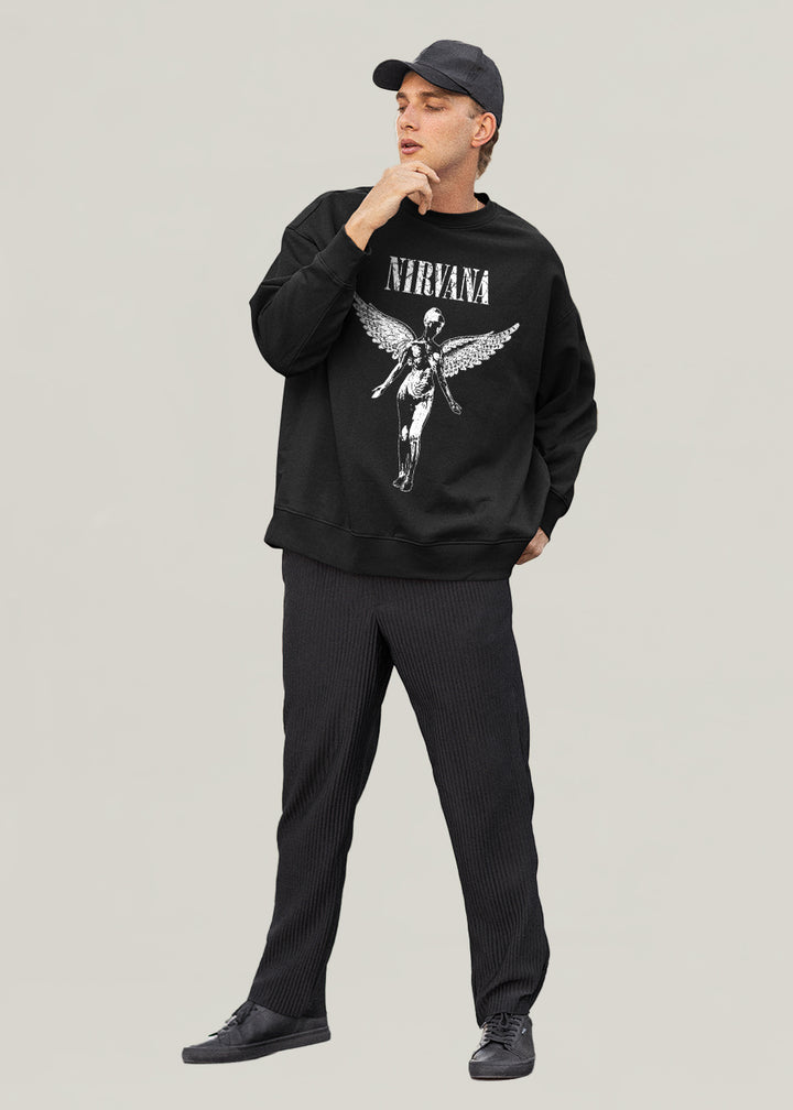 Utero Nirvana Men Drop Shoulder Premium Terry Sweatshirt