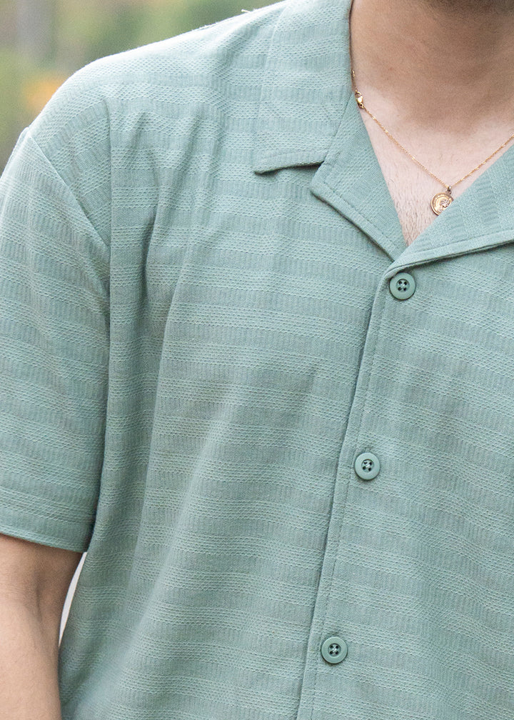 Mens Half Sleeve Resort Shirt - Mint Green