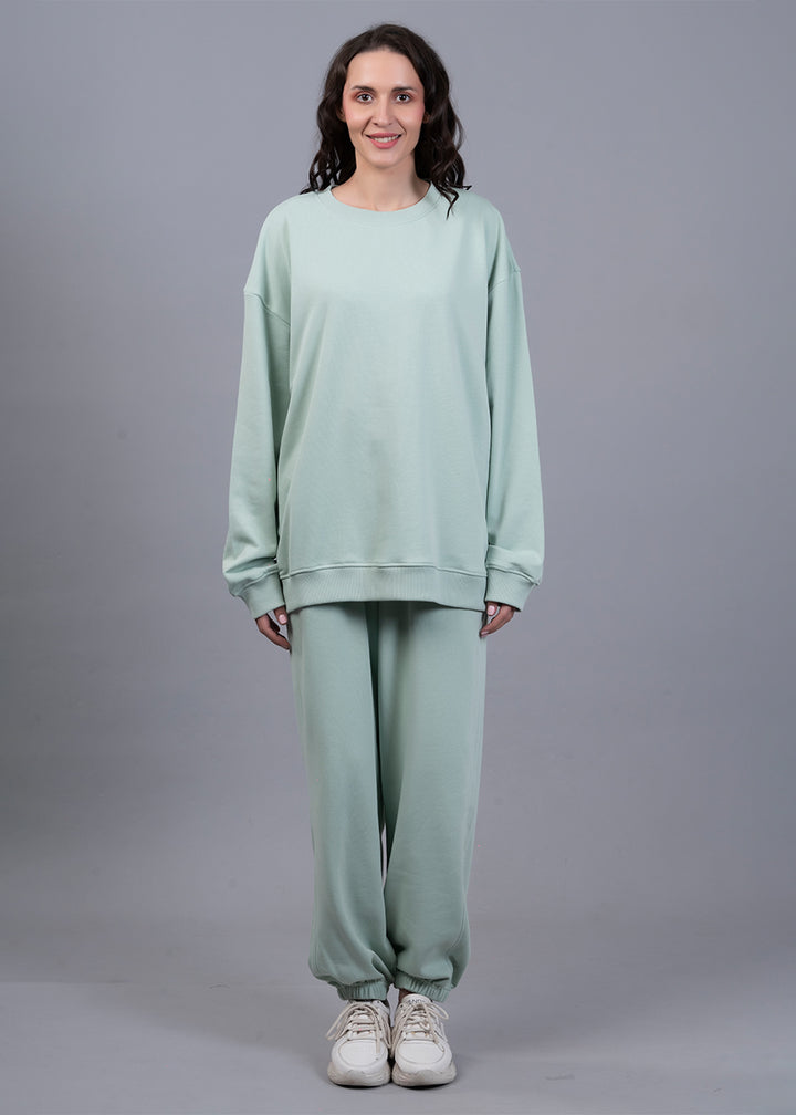 Mint Green Solid Terry Co ord Set For Women