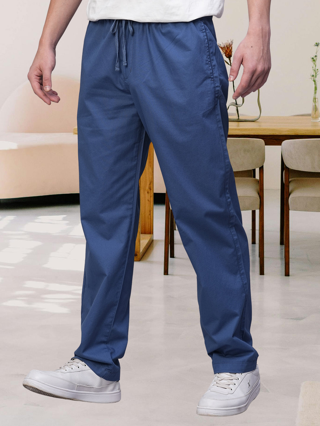 Cotton Pant for Men Solid - Blue