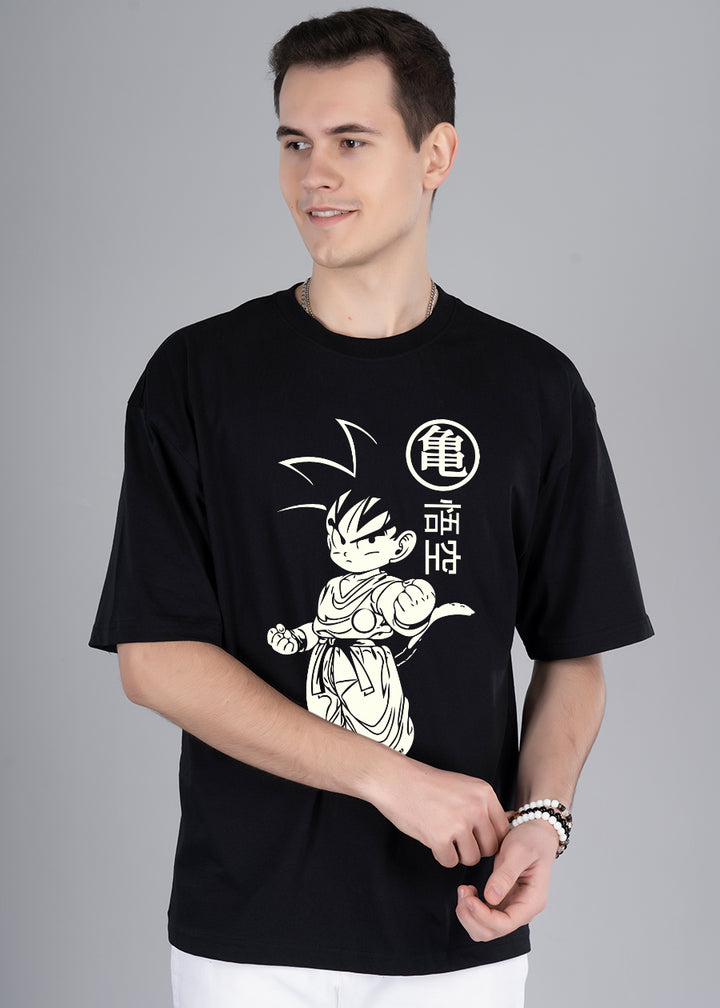 Kid Goku Glow In Dark Men Oversized Printed T-Shirt
