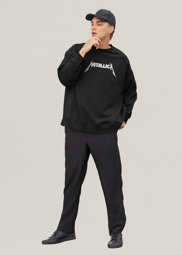 Skull Metallica Men Drop Shoulder Premium Terry Sweatshirt