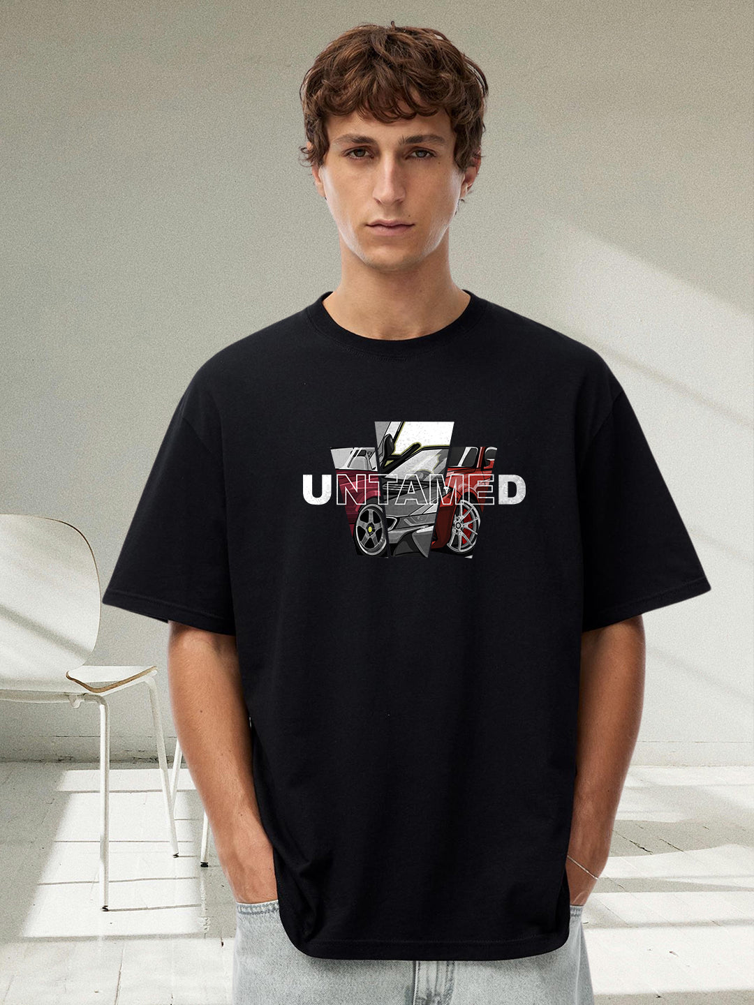 Untamed Power Men Graphic Printed Oversized  T-Shirt