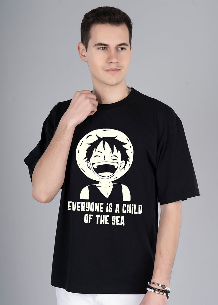 Child Of The Sea Glow In Dark Men Oversized Printed T-Shirt