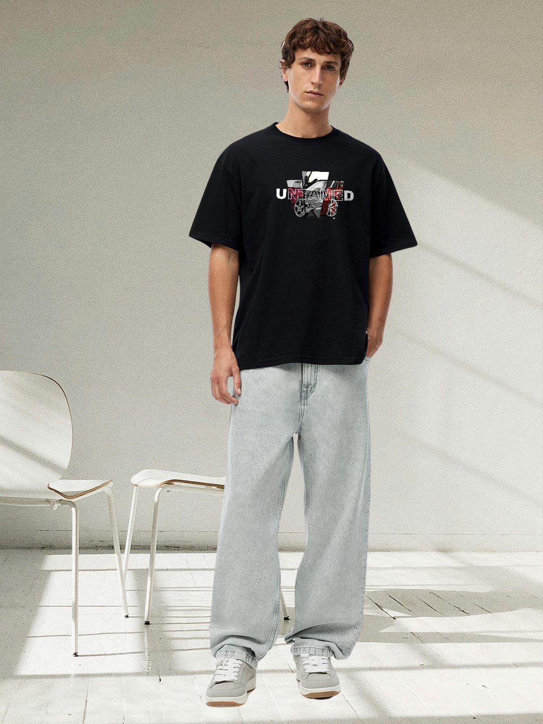 Untamed Power Men Graphic Printed Oversized  T-Shirt