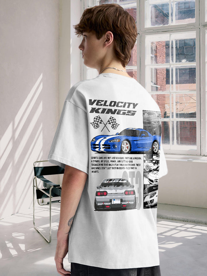 Velocity Kings Men Graphic Printed Oversized  T-Shirt