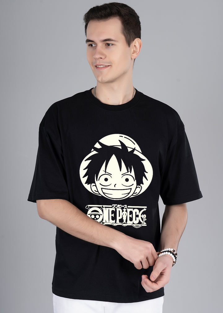 Luffy Glow In Dark Men Oversized Printed T-Shirt