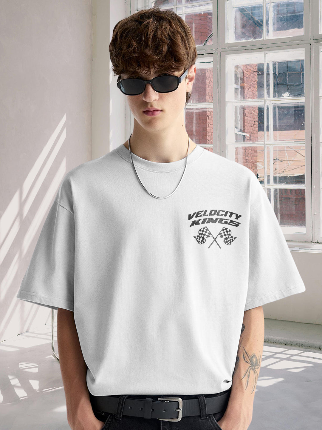 Velocity Kings Men Graphic Printed Oversized  T-Shirt