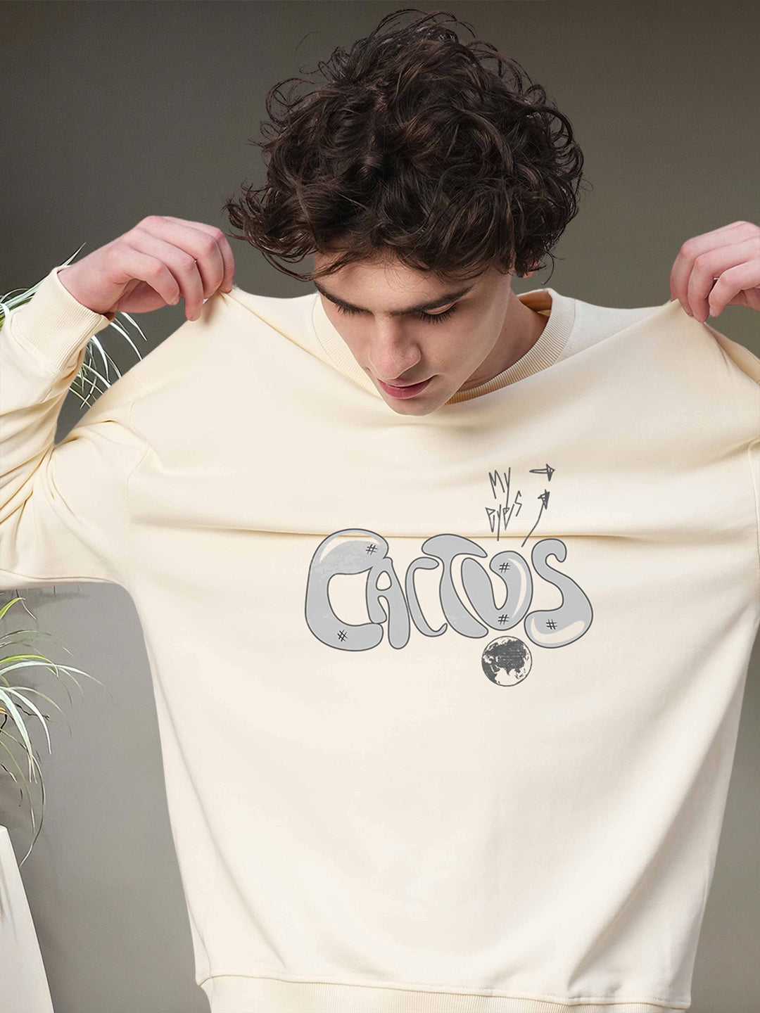 Cactus Men Drop Shoulder Premium Terry Sweatshirt