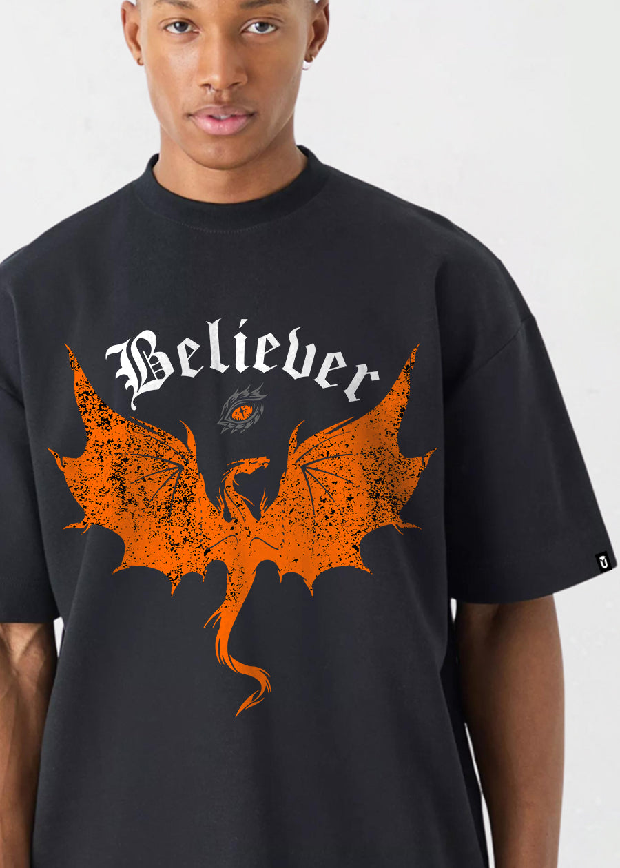 Believer Men Oversized Printed T-Shirt