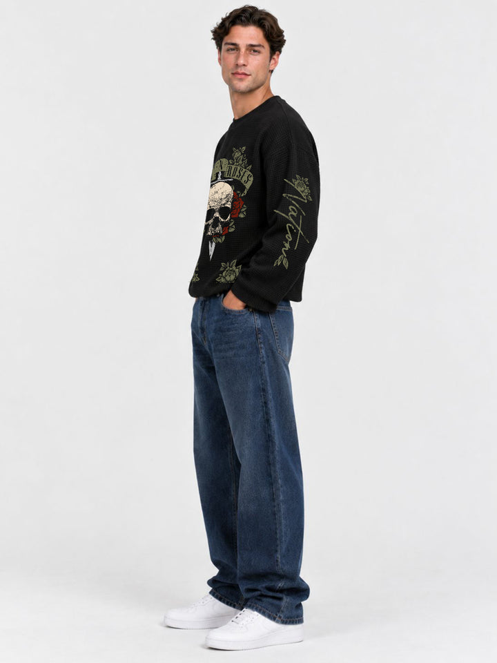 Valvet Bones Full Sleeve Boxy Waffle T-Shirt