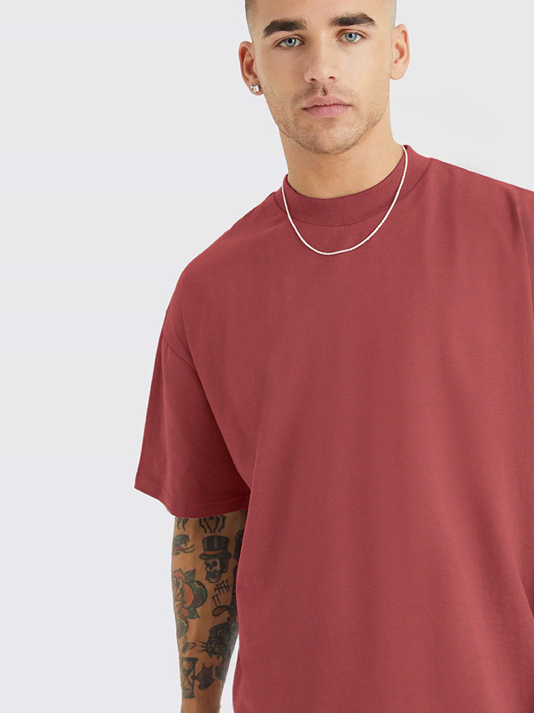 Solid Men Oversized T-Shirt - Mauve Taupe