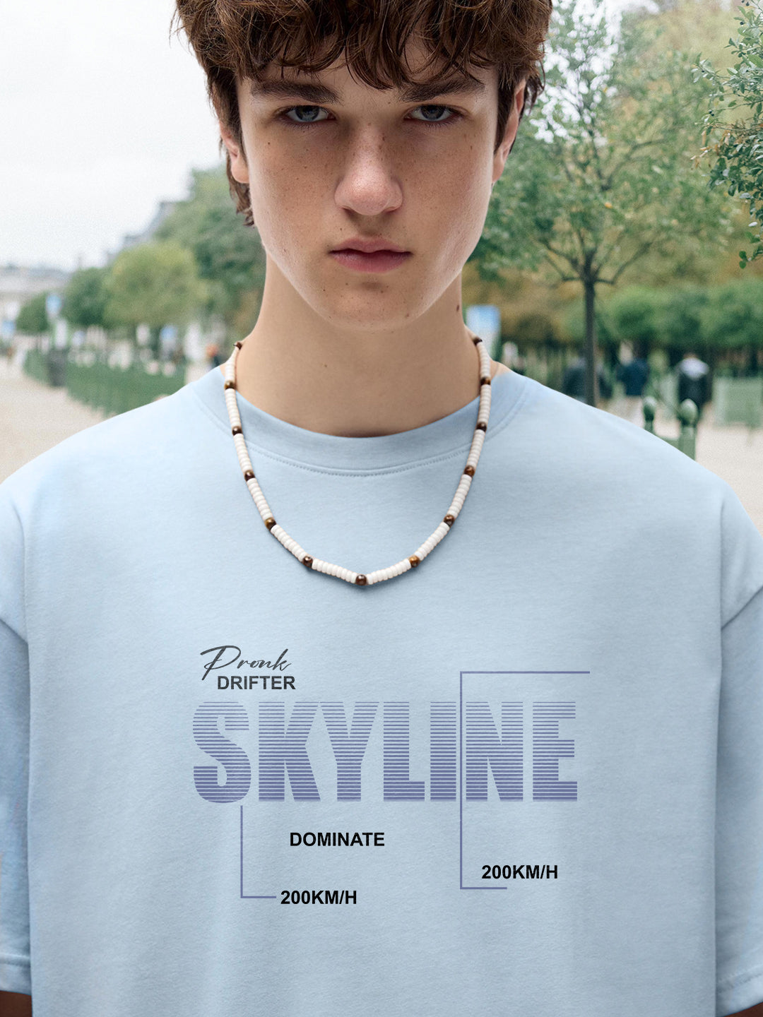 SKYLINE Men Graphic Printed Oversized  T-Shirt