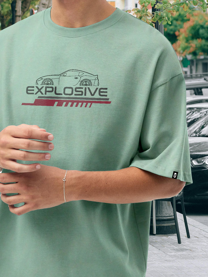 EXPLOSIVE Men Graphic Printed Oversized  T-Shirt