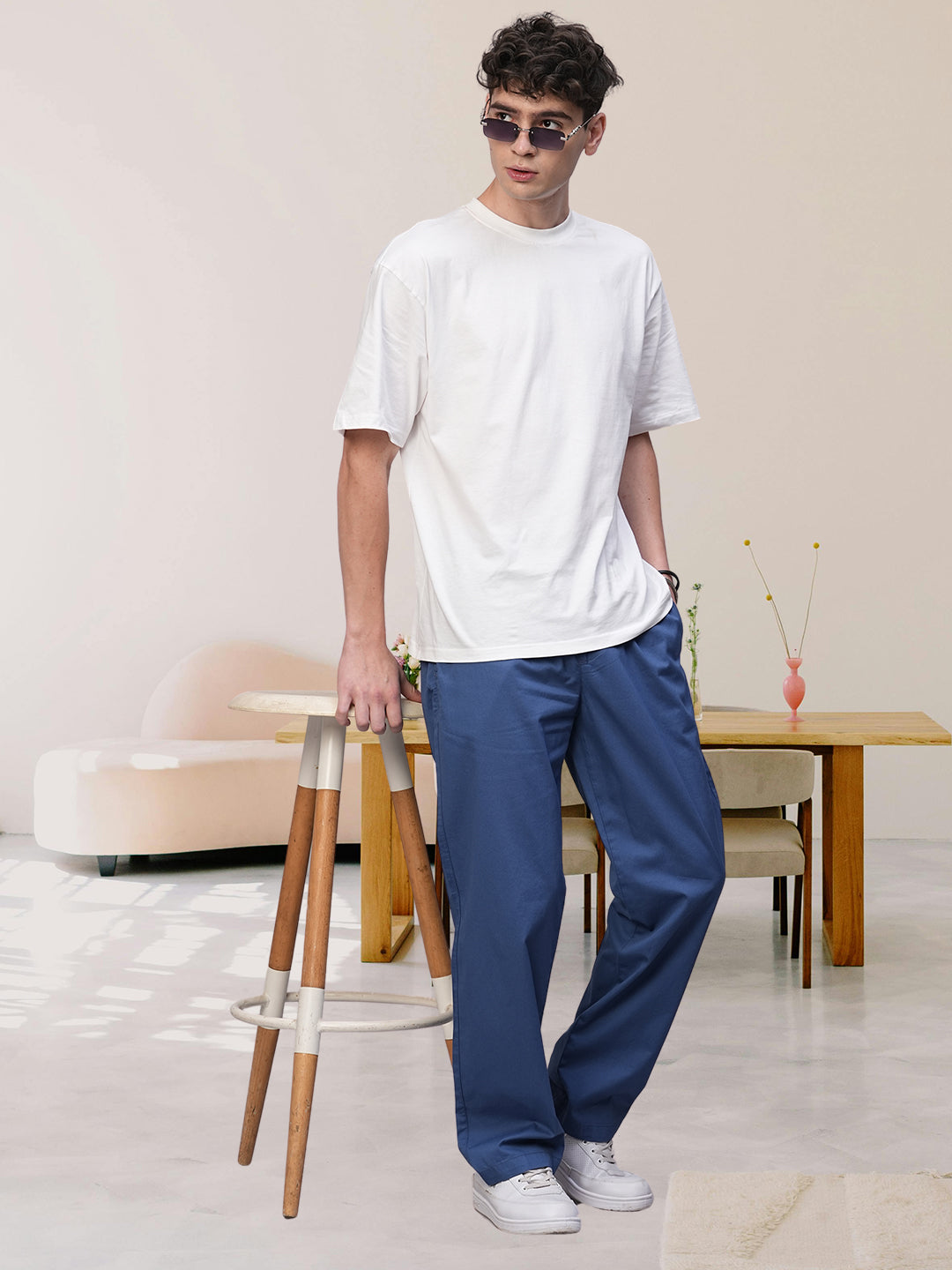 Cotton Pant for Men Solid - Blue