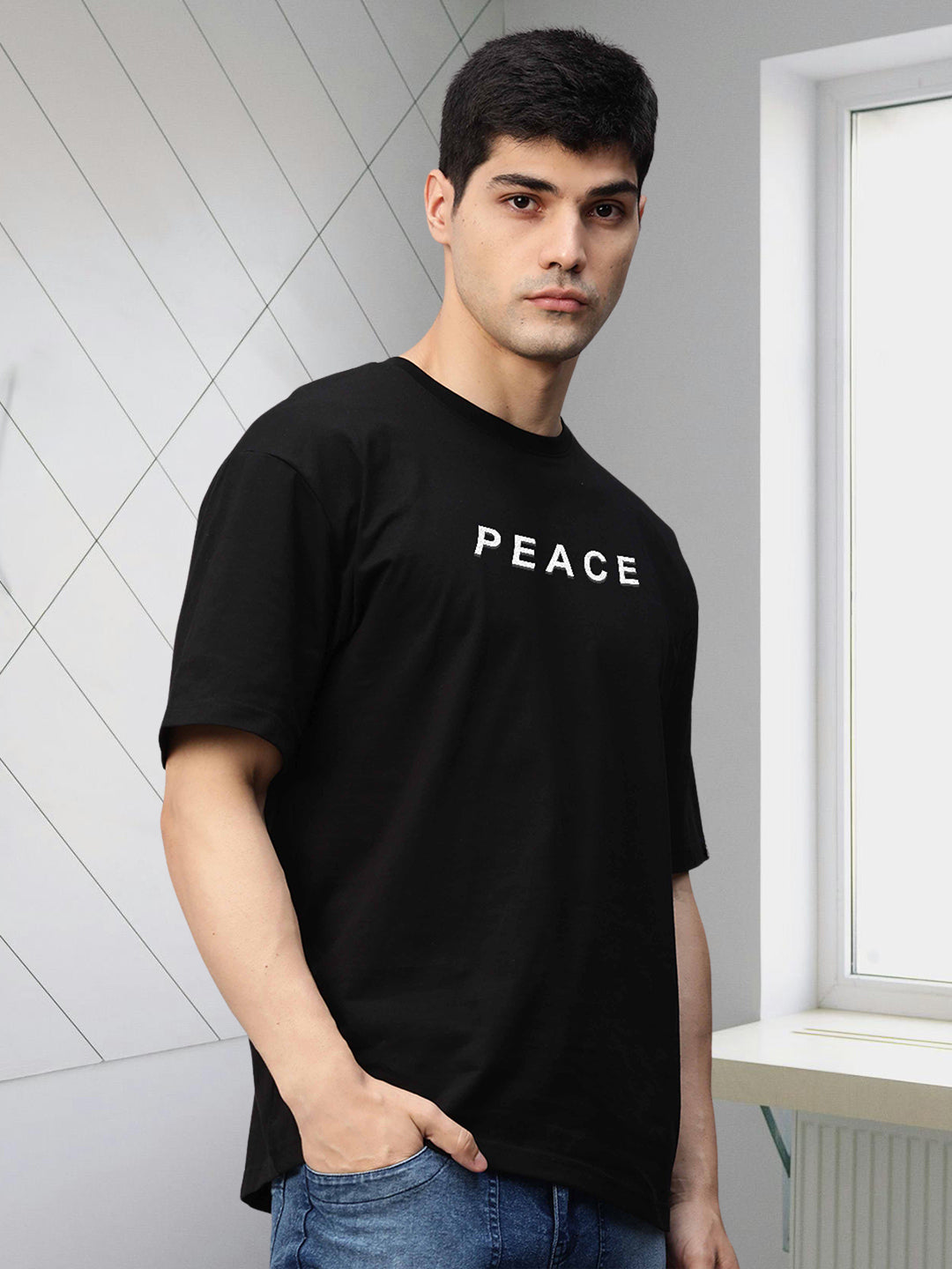 Peace Men Oversized Printed T-Shirt